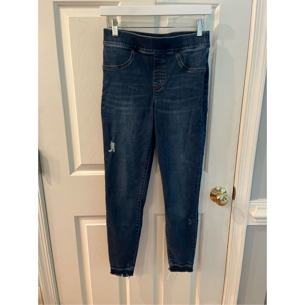 Spanx Mid-Rise Raw Ankle Skinny Jeans sz M EUC